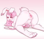  2020 anthro anus big_butt blush bodily_fluids breasts butt colored_nails female genital_fluids genitals kionant lagomorph leporid looking_at_viewer looking_back mammal molly_(kionant) nails navel nude open_mouth pussy pussy_juice rabbit solo 