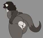  [josel] anthro big_butt brown_body brown_fur butt butt_heart curvaceous curvy_figure eyewear fisher_(animal) fur glasses hair janos_([josel]) male mammal mustelid musteline presenting rear_view sketchy smile solo thick_thighs voluptuous 