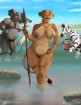  2020 absurd_res amber_eyes anthro anthrofied areola big_breasts black_body black_fur breasts disney ear_piercing el-loko elephant elephantid equid equine felid female fur genitals grey_body half-closed_eyes hi_res lion male mammal mature_female melee_weapon multicolored_body multicolored_fur narrowed_eyes nipple_piercing nipples open_mouth overweight overweight_male pantherine penis piercing polearm proboscidean pubes sarabi spear striped_body striped_fur stripes tan_body tan_fur the_lion_king tongue tribal trunk tusks weapon wet wet_body wet_fur white_body white_fur wide_hips yellow_sclera zebra 