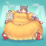  2020 animal_humanoid belly big_belly blue_background breasts cat_humanoid clothed clothing english_text felid felid_humanoid feline feline_humanoid female footwear fully_clothed gloves grey_hair hair handwear hi_res humanoid hyper hyper_belly mammal mammal_humanoid monotone_hair morbidly_obese morbidly_obese_female morbidly_obese_humanoid nia_(xenoblade) obese obese_female obese_humanoid overweight overweight_female overweight_humanoid pixiveo shoes short_hair simple_background sitting solo text xenoblade_chronicles_2 yellow_clothing yellow_eyes 