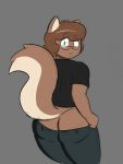  [josel] anthro big_butt bottomwear butt clothed clothing curvaceous curvy_figure dressing exposed_butt eyewear glasses looking_at_viewer looking_back male mammal pants rodent sciurid sketch sketchy solo surprised_expression tilo([josel]) voluptuous 