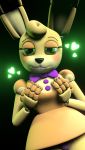  absurd_res animatronic anthro bonnie_(fnaf) bottomwear breast_grab breasts clothing dress ears_up eyelashes female five_nights_at_freddy&#039;s fur green_eyes hand_on_breast hi_res invalid_tag lagomorph leporid machine mammal panties pink_clothing pink_panties pink_underwear purple_clothing rabbit robot skirt solo spring_bonnie_(fnaf) teeth thecomicalmelon underwear video_games yellow_body yellow_fur 