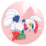  anus butt christmas christmas_clothing clothed clothing female feral fullfolka genitals hi_res holidays meowstic nintendo pok&eacute;mon pok&eacute;mon_(species) pussy semi-anthro solo video_games 