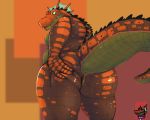  5:4 alligator alligatorid anthro anus belly butt chubby_cheeks crocodile crocodilian crocodylid freckles grizz grizz(croc) grizzledcroc hi_res male nude overweight overweight_anthro overweight_male raised_tail reptile scalie simple_background smile solo spread_butt spreading teeth thick_thighs 