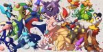  ;d absurdres alternate_color arm_up blue_eyes chandelure cinderace clenched_hands closed_eyes closed_mouth cloyster commentary_request elgyem emolga entei espeon fennekin flygon fur garchomp gen_1_pokemon gen_2_pokemon gen_3_pokemon gen_4_pokemon gen_5_pokemon gen_6_pokemon gen_7_pokemon gen_8_pokemon glaceon greninja highres legendary_pokemon lilligant looking_to_the_side mudkip ninetales nullma one_eye_closed open_mouth paws pink_eyes pokemon pokemon_(creature) ribombee riolu shiny shiny_pokemon smile sylveon toes tongue tongue_out tongue_scarf umbreon yellow_eyes |d 