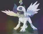  absol brown_eyes claws commentary creature english_commentary full_body gen_3_pokemon grey_background mega_absol mega_pokemon no_humans pinkgermy pokemon pokemon_(creature) simple_background solo standing 