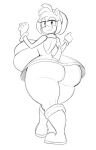  amy_rose anthro big_breasts big_butt breasts butt clothed clothing daredemon7000 eulipotyphlan female hedgehog hi_res huge_breasts huge_butt hyper hyper_breasts looking_back mammal monochrome no_underwear smile solo sonic_the_hedgehog_(series) thick_thighs 