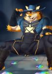  anthro barrel_(live-a-hero) bulge canid canine canis clothing cowboy_hat hat headgear headwear hi_res live-a-hero male mammal muscular muscular_anthro muscular_male otarieo pecs solo spandex superhero tight_clothing wolf 