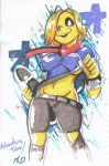  absurd_res adventure_time anthro bronwyn canid canine canis cartoon_network domestic_dog female fur hi_res hybrid looking_at_viewer mammal mcdave19 solo traditional_media_(artwork) yellow_body yellow_fur 