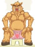  2007 anthro belly blood blush bodily_fluids brown_body brown_fur bulge clothing fur kemono male mammal navel nosebleed overweight overweight_anthro overweight_male ryuta-h simple_background sitting solo suid suina sus_(pig) underwear wild_boar 