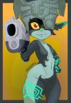  absurd_res arm_markings armor black_border border breasts death_stare delet_this fangs featureless_breasts featureless_crotch female glowing glowing_markings gun hand_markings hand_on_hip handgun headgear helmet hi_res holding_object holding_pistol holding_weapon humanoid imp looking_at_viewer markings meme midna navel nintendo nude pistol pointing_gun ranged_weapon red_eyes simple_background smile solo the_legend_of_zelda thigh_marking tokutoaster twili twilight_princess video_games weapon wrist_markings yellow_sclera 