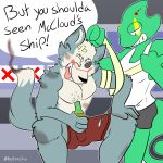  1:1 anthro canid canine canis clothed clothing digital_media_(artwork) duo fizzyjay fur hi_res leon_powalski lizard male mammal nintendo reptile scalie simple_background smile star_fox text tongue video_games wolf wolf_o&#039;donnell 