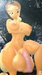  16:9 3d_(artwork) anthro applejack_(mlp) balls big_balls big_breasts big_butt big_penis bodily_fluids breasts butt crossed_arms digital_media_(artwork) friendship_is_magic genital_fluids genitals gynomorph hasbro hi_res huge_balls huge_breasts huge_butt huge_penis intersex looking_at_viewer my_little_pony nipples nude penis precum solo source_filmmaker sweat symm widescreen 