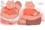  2020 aged_up ailurid anthro belly bottomwear clothing dressing english_text female mammal mei_(turning_red) obese obese_anthro obese_female overweight overweight_anthro overweight_female pants red_panda shamenando shirt solo text topwear turning_red underwear 
