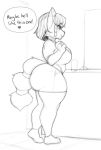  anthro big_breasts big_butt bottomwear braided_hair breasts butt canid canine clothed clothing conditional_dnp curvy_figure english_text female footwear fox hair krystal mammal monochrome nintendo ring short_hair shorts side_view simple_background socks solo star_fox text thick_thighs video_games voluptuous xopachi 