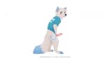  animal_genitalia animal_penis anthro arctic_fox blush bottomless canid canine canine_penis clothed clothing erection fox genitals knot leto_(letodoesart) letodoesart male mammal penis shirt solo t-shirt topwear 
