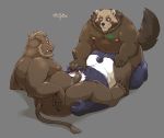  2020 absurd_res anal anthro belly blush brown_body brown_fur butt canid canine erection fur genitals giant_panda group group_sex hi_res jumperbear kemono male male/male mammal mav_(deadly_kiten) moobs nipples overweight overweight_male penis raccoon_dog sex sihai&#039;s_legacy sitting suid suina sus_(pig) tanuki threesome ursid video_games visual_novel white_body white_fur wild_boar 