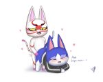  &lt;3 anal animal_crossing anthro bent_over blue_body blue_fur blush chibi domestic_cat duo english_text felid feline felis fur kabuki_(animal_crossing) male male/male mammal moan nintendo sex text tom_(animal_crossing) tom_(pixiv) video_games white_body white_fur 