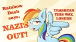  16:9 antifa cocaine_(artist) english_text equid equine female feral friendship_is_magic hasbro hi_res horse lol_comments mammal my_little_pony pegasus politics pony rainbow_dash_(mlp) solo text widescreen wing_hands wings 