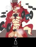  absurd_res balls canid canine canis clothing dumbbell exercise gasp genitals gloves hair handwear hi_res inside male mammal muscular muscular_male nipples nude penis ring scar solo tattoo weightlifting weights were werecanid werecanine werewolf wolf workout zark 