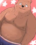  2020 4:5 anthro belly black_nose blush brown_body brown_fur en_1_9 fur hi_res kemono male mammal moobs nipples overweight overweight_anthro overweight_male solo ursid 