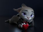  &lt;3 2020 3d_(artwork) 4:3 anthro blue_background bow_tie claws clothing digital_media_(artwork) disney ears_down eyebrows eyelashes female fingers fur grey_body grey_fur hi_res holding_object judy_hopps lagomorph leporid long_ears looking_at_viewer lying mammal melo mostly_nude multicolored_body multicolored_ears multicolored_fur on_front pink_nose pivoted_ears purple_eyes rabbit short_tail simple_background smile solo white_body white_fur zootopia 