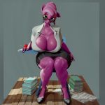  1:1 absurd_res anthro anthrofied big_breasts bottomwear breasts cheerilee_(mlp) cleavage clothed clothing equid equine eyewear female friendship_is_magic glasses green_eyes hasbro hi_res huge_breasts mammal mature_female moreuselesssource my_little_pony purple_body skirt unbuttoned_shirt 