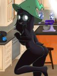  3:4 anthro balls black_body black_fur bovid breasts butt caprine clothed clothing coffee_maker coffee_mug crossgender deltarune dishwasher eyewear fur furniture genitals glasses goat hat hat_only headgear headgear_only headwear headwear_only hi_res keurig kitchen lamp looking_at_viewer male mammal mixer mostly_nude nipples nude penis ralsei solo stool themanwiththemole video_games 