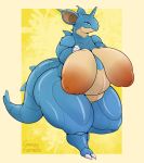  absurd_res anthro big_breasts blue_body breasts female grumpy_feathers hi_res huge_breasts huge_nipples hyper hyper_breasts inverted_nipples mature_female nidoqueen nintendo nipples nude overweight overweight_anthro overweight_female pok&eacute;mon pok&eacute;mon_(species) slightly_chubby solo thick_thighs video_games 