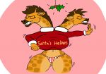  anthro christmas clothing conjoined female giraffe giraffid holidays holly_(plant) mammal panties pilot129 plant text text_on_clothing text_on_topwear topwear underwear 