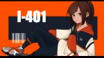  1girl absurdres alternate_costume black_pants brown_eyes brown_hair casual character_name highres i-401_(kantai_collection) kan6e_ver kantai_collection looking_at_viewer pants ponytail shoes short_hair smile sneakers solo sweater white_footwear 