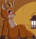  animal_crossing anthro balls beau_(animal_crossing) blush camping cervid genitals hi_res hooves horn lantern looking_at_viewer male mammal nintendo nude rige21 solo tent video_games 