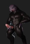  3d_(artwork) absurd_res alien blender_(software) cho0c0 clothing digital_media_(artwork) garrot genitals grey_background halo_(series) hi_res humanoid looking_at_viewer male microsoft muscular muscular_humanoid muscular_male penis presenting sangheili simple_background solo suit video_games xbox_game_studios 