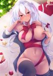  0yukiya0 areola breasts christmas kantai_collection megane musashi_(kancolle) no_bra nopan open_shirt thighhighs uniform 