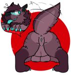  alpha_channel anthro anus ass_up blush bodily_fluids breast_squish breasts female genital_fluids genitals hi_res hyaenid inviting lying mammal nude on_front pussy pussy_juice smile solo squish tailwag tongue trout_(artist) 