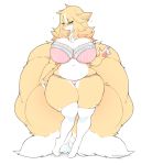  2019 5_fingers anthro big_breasts biped bra breasts canid canine cherrikissu cleavage clothed clothing countershading digital_media_(artwork) dipstick_tail female fingerless_(marking) fingers fox front_view fur huge_breasts huge_thighs mammal multi_tail multicolored_body multicolored_fur multicolored_tail overweight panties standing thick_thighs two_tone_body two_tone_fur underwear white_countershading wide_hips 