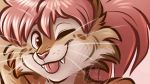 16:9 anthro avery_(roanoak) cropped_image felid feline felis hair male mammal nicnak044 one_eye_closed pink_hair preview solo tongue tongue_out widescreen wink 
