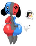  alpha_channel ambiguous_gender animate_inanimate big_butt blush breasts bubble_butt butt canid hi_res looking_at_viewer looking_back mammal nintendo nintendo_switch nude one_eye_closed rear_view short_stack simple_background smile standing superstarplasma switch_dog text thick_thighs translation_request transparent_background video_games wide_hips wink 