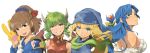  4girls :d absurdres bare_shoulders blonde_hair blue_eyes blue_hair breasts brown_hair character_request copyright_request enami_katsumi green_eyes green_hair highres medium_breasts multiple_girls open_mouth smile upper_body white_background yellow_eyes 