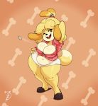  absurd_res animal_crossing anthro belly breasts canid canine canis clothing daredemon7000 deep_navel domestic_dog female hi_res isabelle_(animal_crossing) mammal midriff navel nintendo shih_tzu slightly_chubby solo toy_dog video_games 