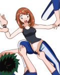  assisted_exposure blush boku_no_hero_academia embarrassed open_mouth pantsing pulled_by_another undressing_another uraraka_ochako 