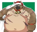  2020 absurd_res anthro belly black_nose canid canine canis christmas christmas_clothing christmas_headwear clothing domestic_dog hat headgear headwear hi_res holidays humanoid_hands kemono male mammal moobs navel nipples obese obese_anthro obese_male overweight overweight_anthro overweight_male santa_claus santa_hat scar solo tdph2dubnoxxthu tokyo_afterschool_summoners video_games yasuyori 
