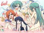  bath blonde_hair blue_eyes blue_hair bubble fang fujitaka_(akasora) furude_rika green_hair half_updo higurashi_no_naku_koro_ni houjou_satoko long_hair multiple_girls nude orange_hair ponytail ryuuguu_rena shampoo_hat short_hair siblings sisters soap sonozaki_mion sonozaki_shion take_it_home toy twins 