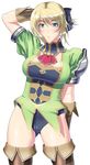  alternate_costume armor breasts cassandra_alexandra kansuke large_breasts necktie nipples pink_neckwear solo soulcalibur thighhighs 