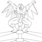  1:1 anthro balls biceps genitals hawlucha humanoid humanoid_genitalia humanoid_penis male monochrome muscular muscular_anthro muscular_male nintendo penis pok&eacute;mon pok&eacute;mon_(species) pok&eacute;morph smutty-smeargle solo video_games wings 