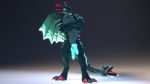  16:9 3d_(artwork) a1ph4w01v anthro blue_body blue_scales claws crossed_arms digital_media_(artwork) dragon genitals glowing glowing_genitalia hi_res hush_(character) knot male multi_genitalia multi_penis penis red_claws scales scalie solo source_filmmaker widescreen wings 