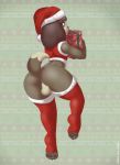  2020 3_toes animal_crossing anthro anus backsack balls black_claws black_nose black_pawpads blue_eyes bottomless brown_body brown_fur brown_hair canid canine canis christmas christmas_clothing christmas_headwear christmas_present claws clothed clothing digby_(animal_crossing) dipstick_tail domestic_dog eyebrows fur genitals gift girly hair hat headgear headwear hi_res holding_object holidays legwear looking_at_viewer looking_back male mammal mr-shin multicolored_tail nintendo pawpads raised_leg raised_tail red_clothing red_legwear red_stockings red_topwear santa_hat shih_tzu solo stockings tan_balls tan_body tan_fur thick_eyebrows toe_claws toeless_stockings toes topwear toy_dog video_games white_clothing white_legwear white_stockings white_topwear 