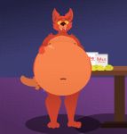  abdominal_bulge after_vore animated anthro belly big_belly blue_bottomwear blue_clothing bottomwear burger callaghan_(fanfair) canid canine cheek_bulge clothing deep_navel dewlap_(anatomy) double_chin eating fanfair_studios food fox fur furniture hand_on_stomach hausedge male mammal mostly_nude multicolored_body multicolored_fur navel one_eye_closed oral_vore orange_pupils overweight overweight_anthro overweight_male pupils red_body red_fox red_fur short_playtime shoulder_tuft solo table tailwag tuft two_tone_body two_tone_fur vore wink winking_at_viewer yellow_sclera 