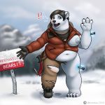  1:1 anthro belly clothing dart female hi_res injection lara_croft mammal miltonholmes nipple_slip polar_bear shocked slightly_chubby solo tomb_raider torn_clothing transformation ursid ursine weight_gain 