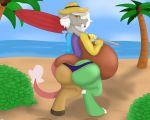  absurd_res anthro beach belly big_belly butt chimera clothing discord_(mlp) draconequus female friendship_is_magic hasbro hi_res my_little_pony palm_tree plant pregnant seaside solo thong tree umbrella underwear undyingwolf 